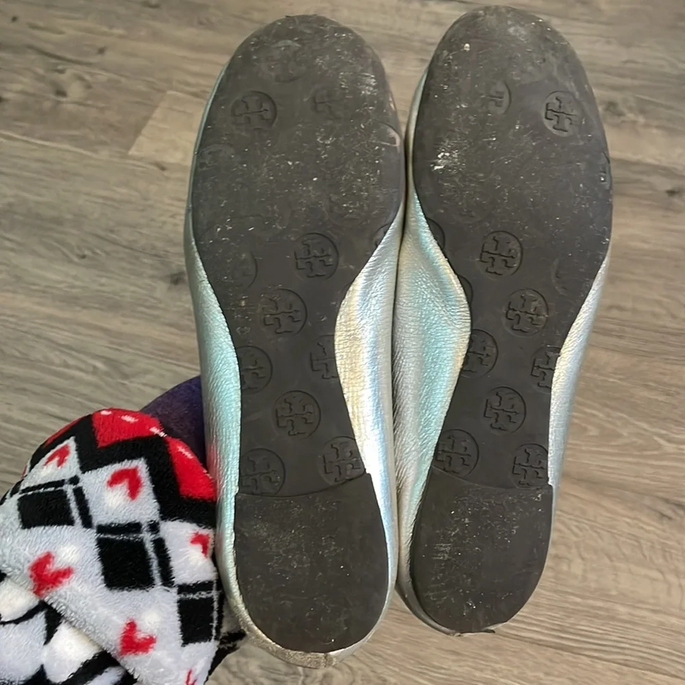Tory Burch silver flats